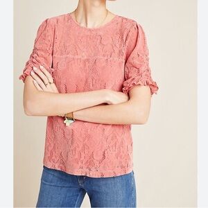 Anthropologie Lace coral top